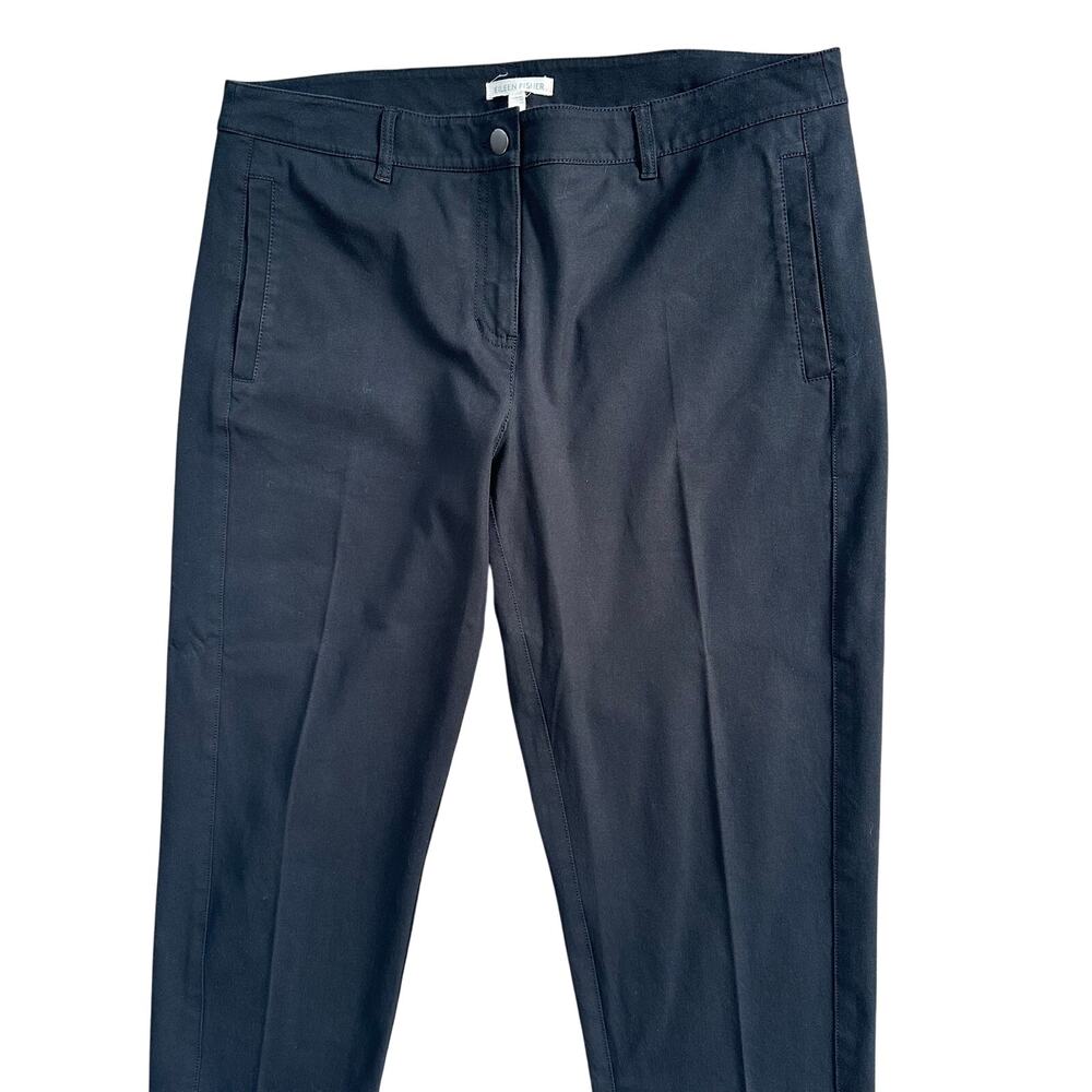 Eileen Fisher Black Cropped Sz Medium Straight Dress Pant Jean Capsule High Rise - Picture 2 of 7
